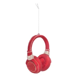 Anhänger Kopfhörer, Rot, Glas, 10 Cm