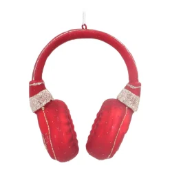Anhänger Kopfhörer, Rot, Glas, 10 Cm
