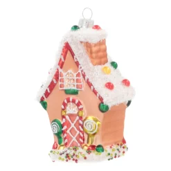 Anhänger Lebkuchenhaus, Glas, 11 Cm