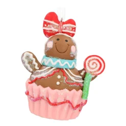 Anhänger Lebkuchenmann-Cupcake, Kunststoff, 10 Cm