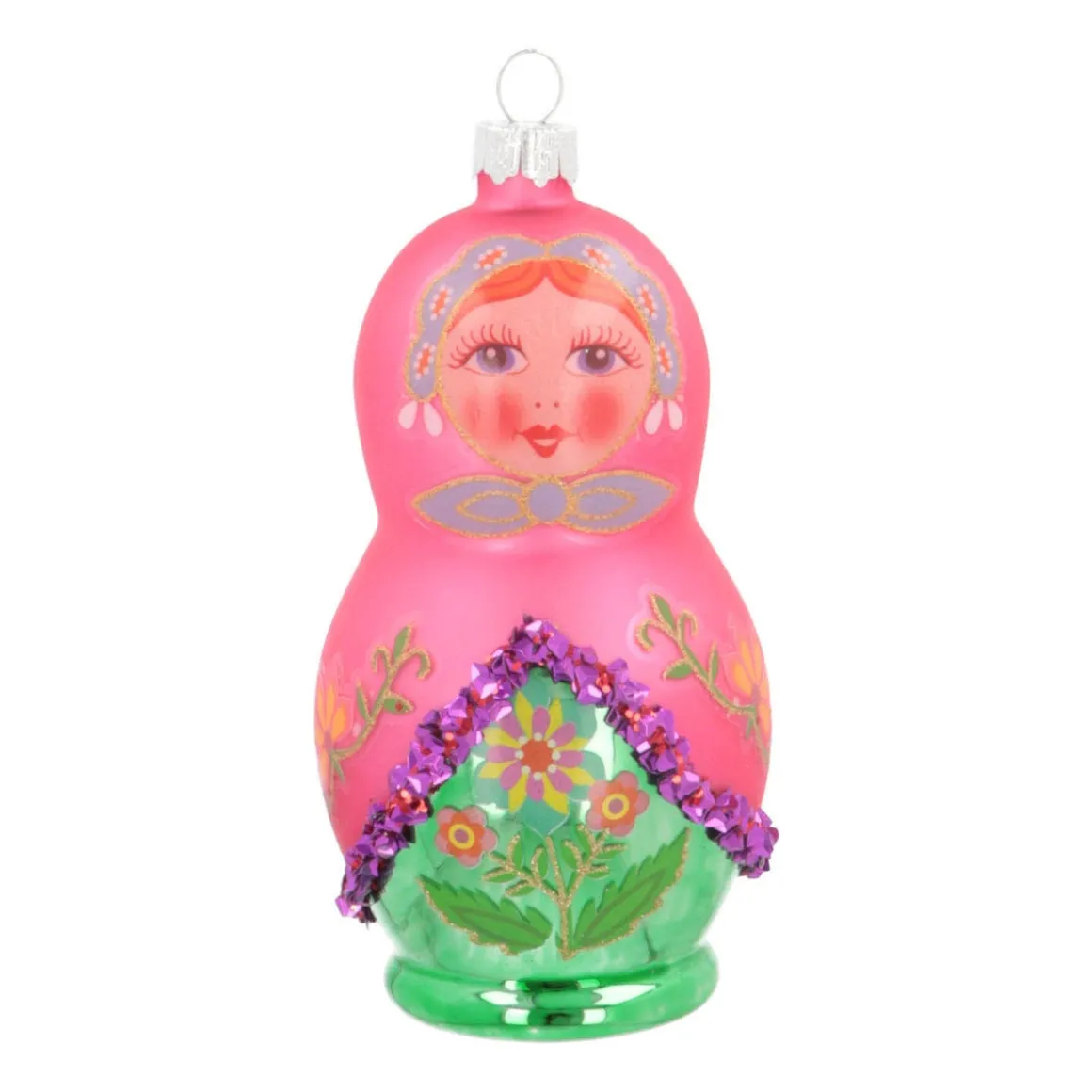 Anhänger Matrjoschka, Glas, 13 Cm