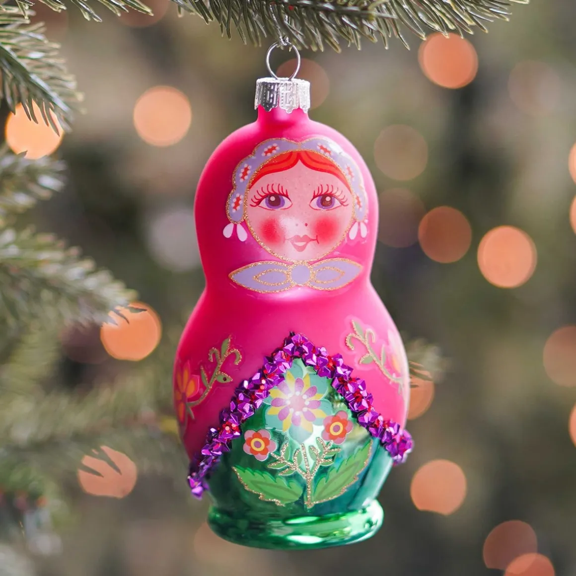 Anhänger Matrjoschka, Glas, 13 Cm