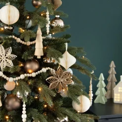 Anhänger Moderner Holz-Tannenbaum, Natur, 12 Cm