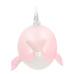 Anhänger Narwal, Rosa, Glas, 10 Cm