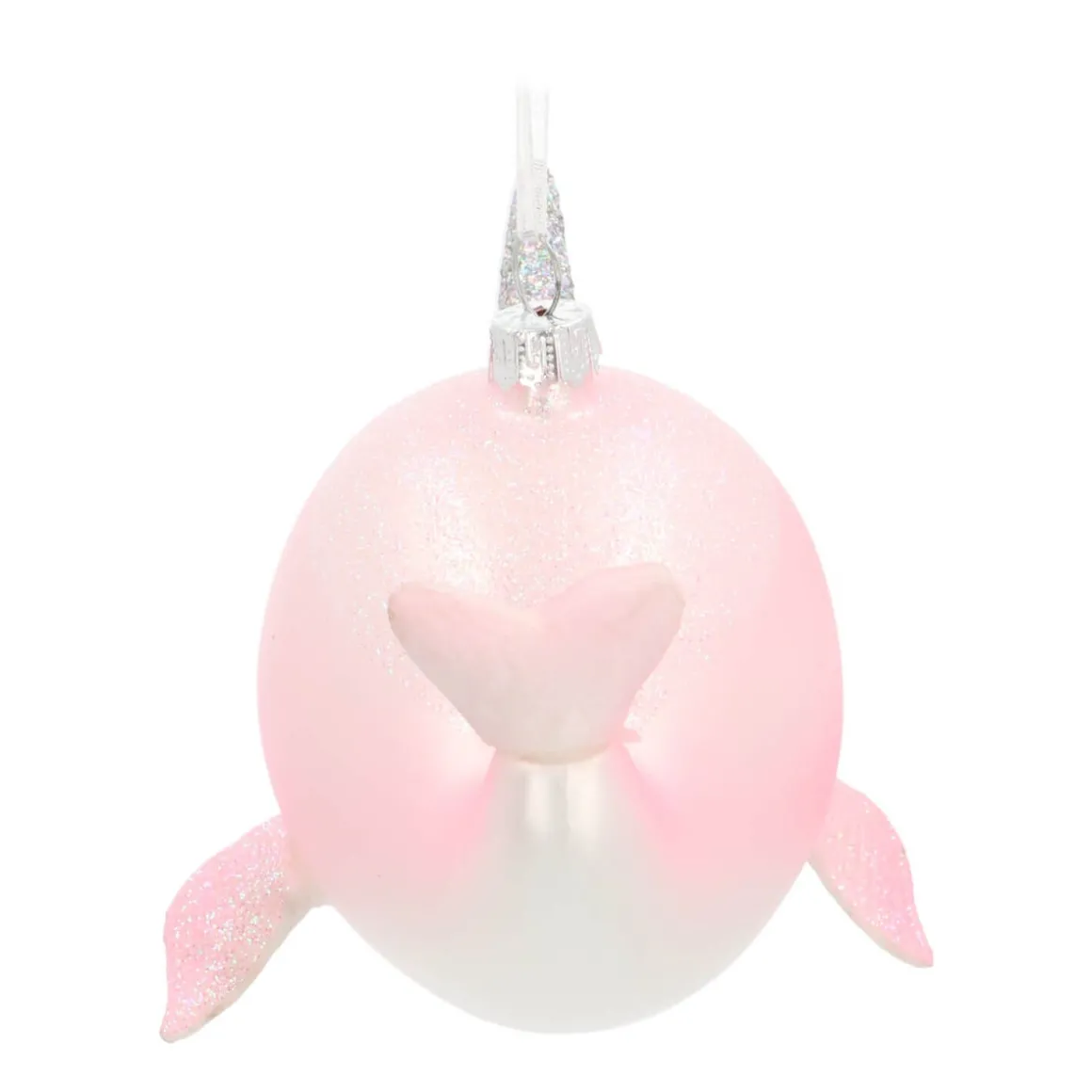 Anhänger Narwal, Rosa, Glas, 10 Cm