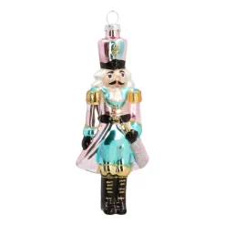 Anhänger Nussknacker König, Glas, 16 Cm