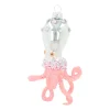 Anhänger Oktopus, Rosa, Glas, 13,5 Cm