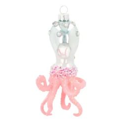 Anhänger Oktopus, Rosa, Glas, 13,5 Cm