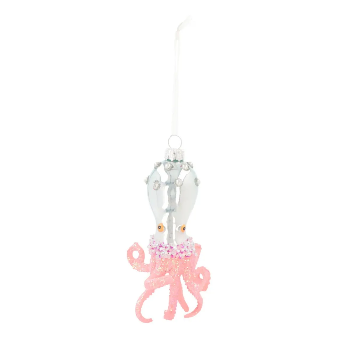 Anhänger Oktopus, Rosa, Glas, 13,5 Cm