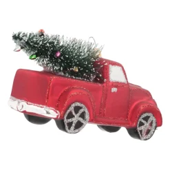 Anhänger Pick-up, Rot, Glas, 14 Cm