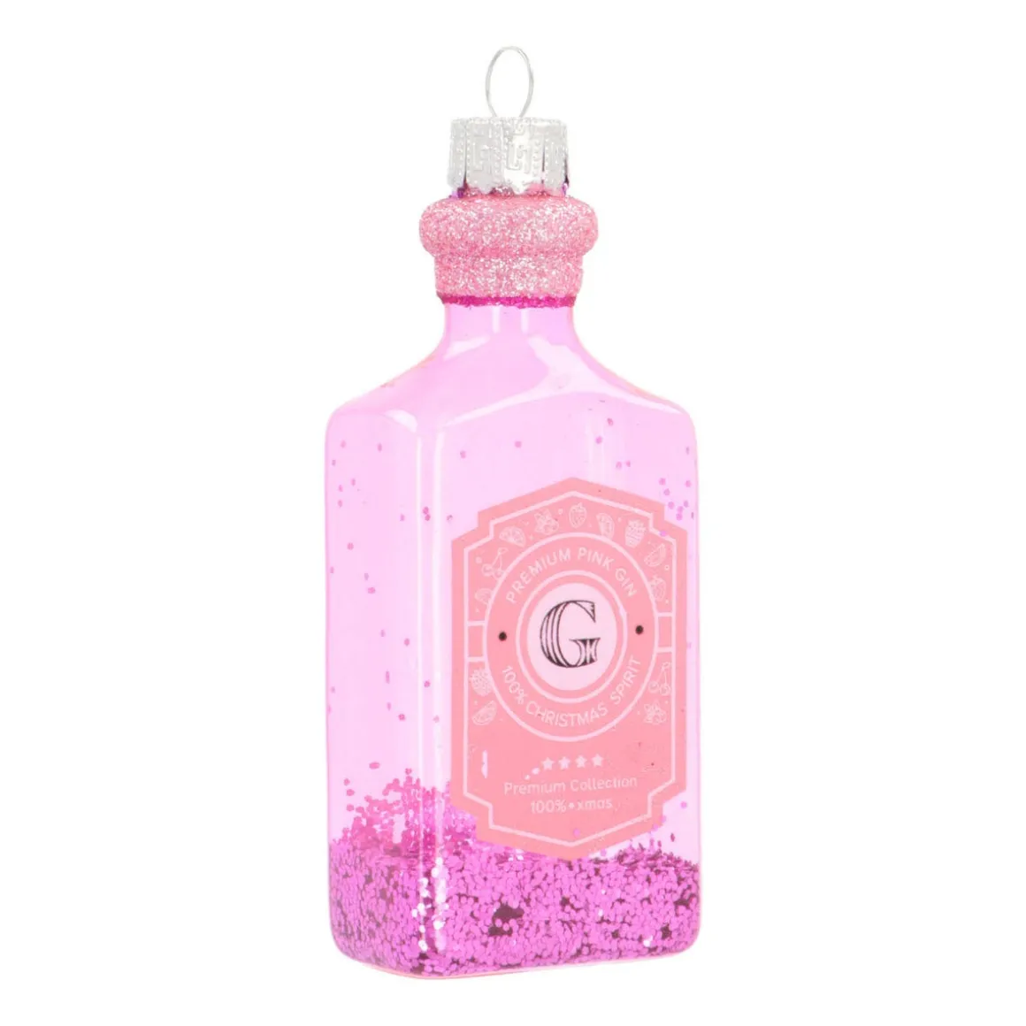 Anhänger Pink Gin, Glas, 12 Cm