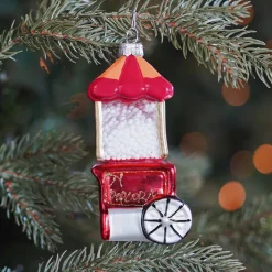 Anhänger Popcorn-Maschine, Rot, Glas, 12 Cm