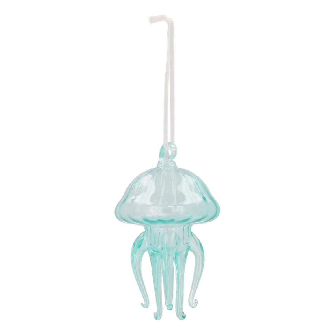 Anhänger Qualle, Blau, Glas, 12 Cm