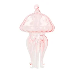 Anhänger Qualle, Rosa, Glas, 12 Cm