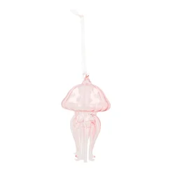 Anhänger Qualle, Rosa, Glas, 12 Cm