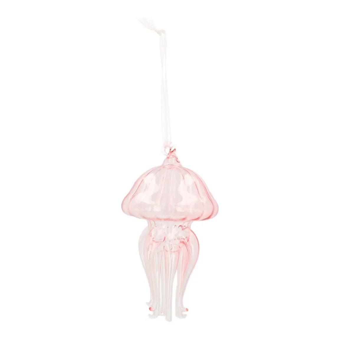 Anhänger Qualle, Rosa, Glas, 12 Cm