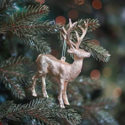 Anhänger Rentier, Champagner, Kunststoff, 15 Cm