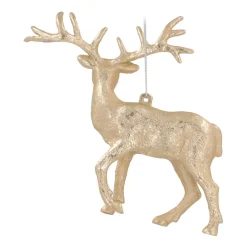 Anhänger Rentier, Champagner, Kunststoff, 13 Cm