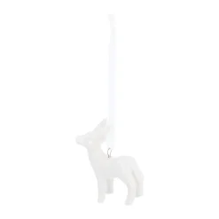 Anhänger Rentier Weiß, Aus Porzellan, 6 Cm