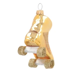 Anhänger Rollschuh, Gold, Glas, 8 Cm