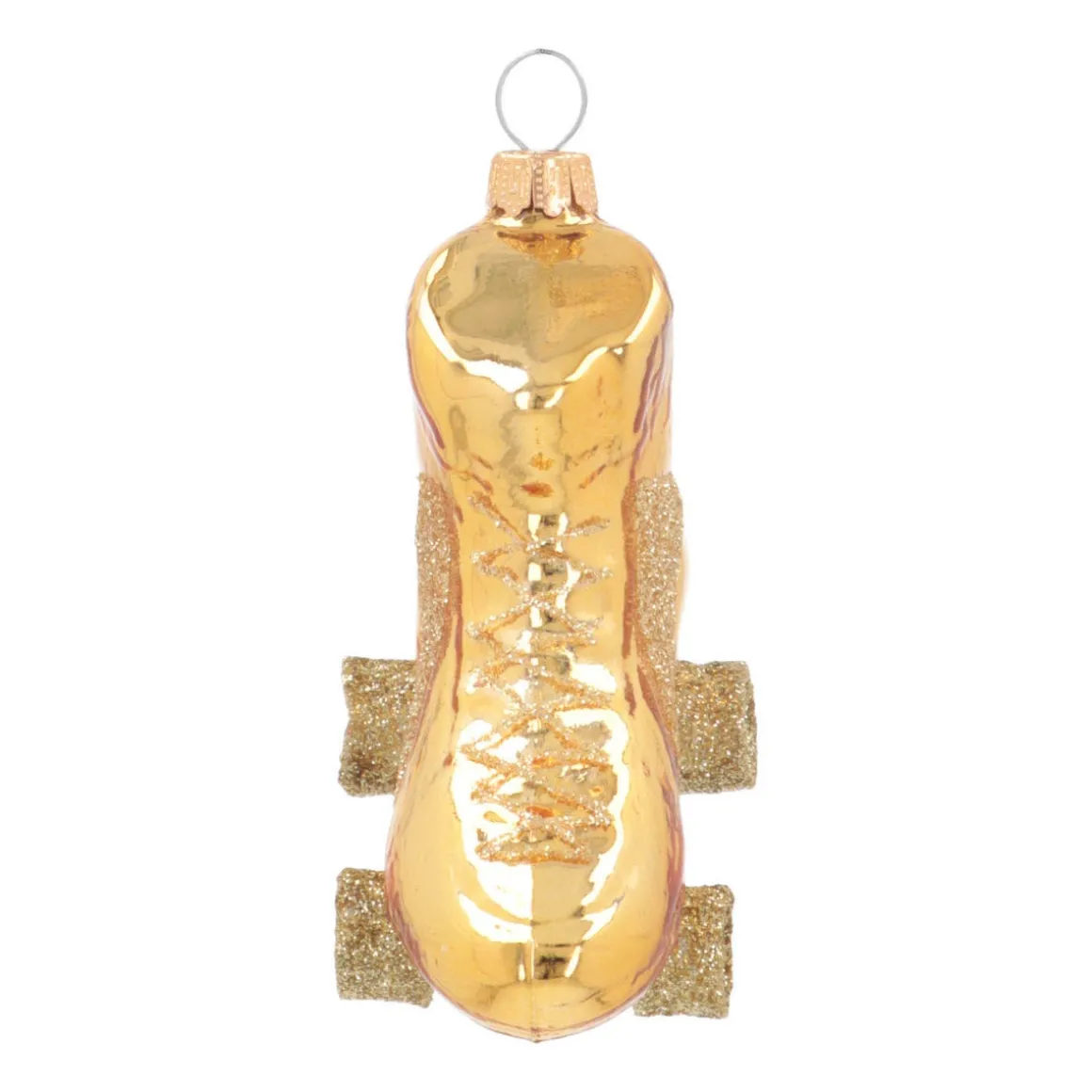 Anhänger Rollschuh, Gold, Glas, 8 Cm