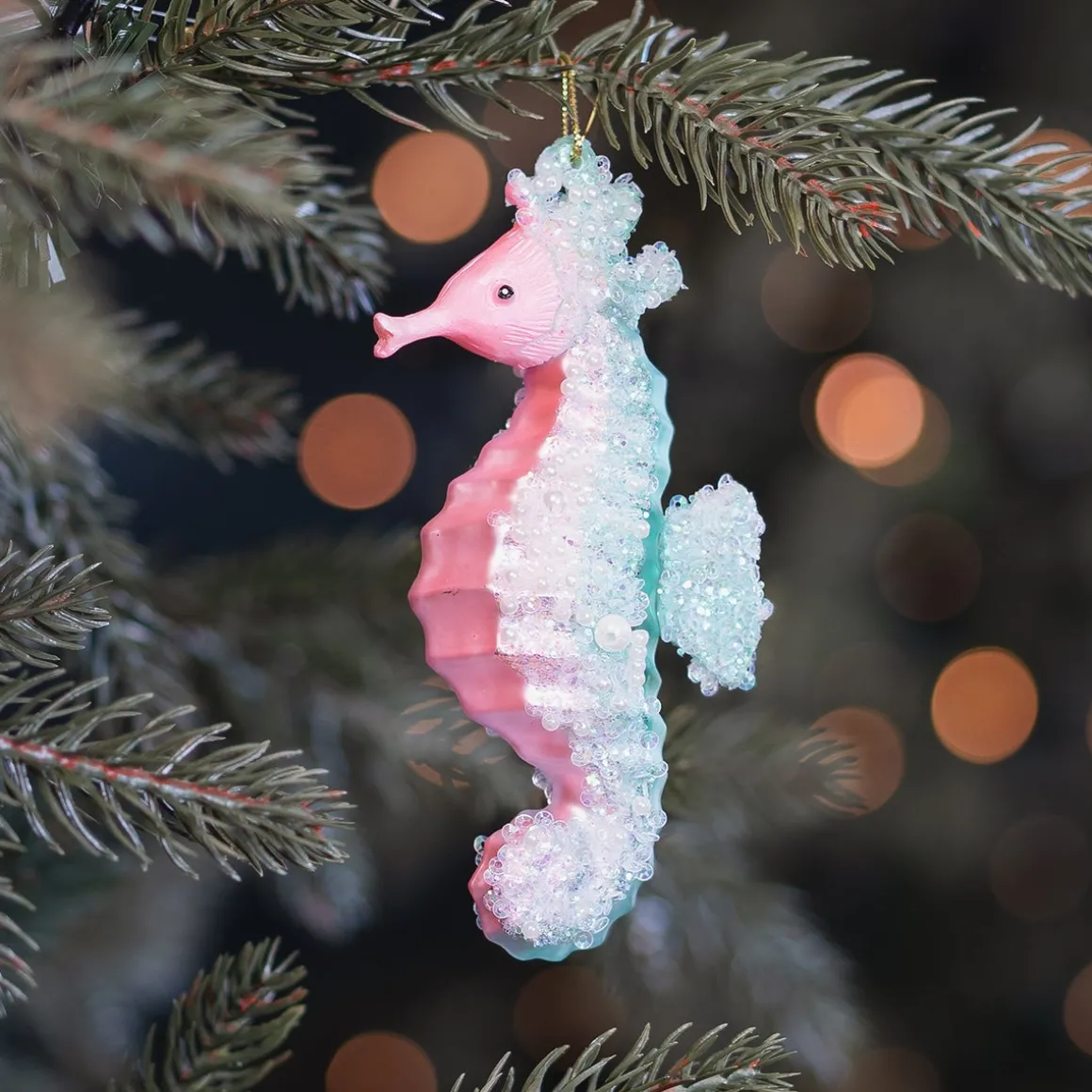 Anhänger Seepferdchen, Rosa, Glas, 13,5 Cm