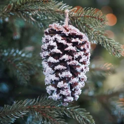 Anhänger Tannenzapfen Natürlich Mit Kunstschnee, 12 Cm