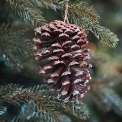 Anhänger Tannenzapfen Natürlich Mit Glitzer, 12 Cm