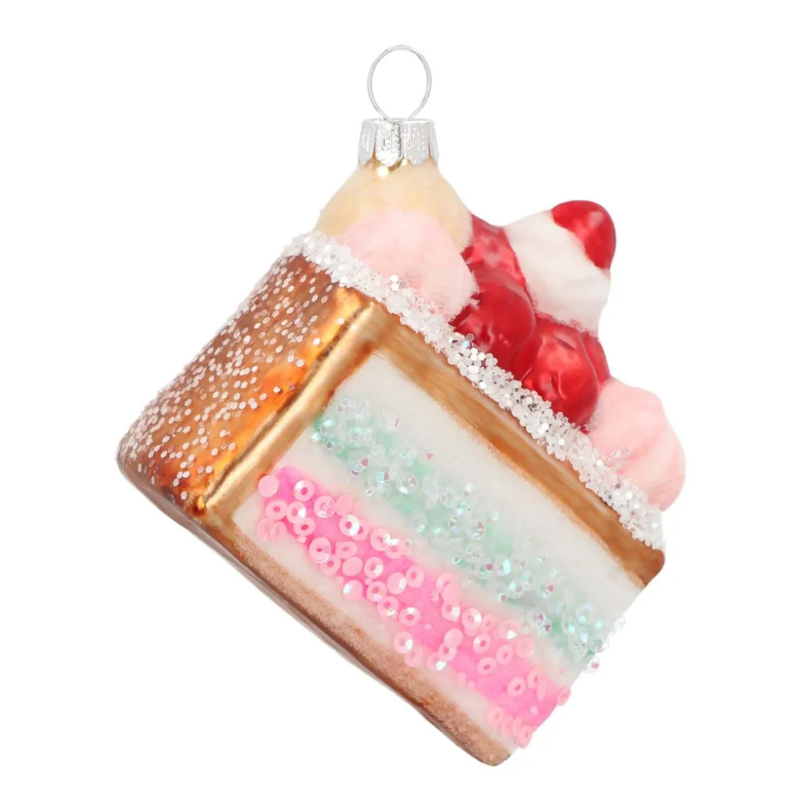 Anhänger Torte, Bunt, Glas, 8 Cm