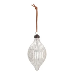 Anhänger Tropfen, Transparent-silber, Glas, 12 Cm