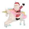 Anhänger Weihnachtsmann Auf Einhorn, Bunt, Glas, 12 Cm