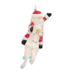 Anhänger Weihnachtsmann Auf Einhorn, Bunt, Glas, 12 Cm