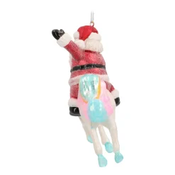 Anhänger Weihnachtsmann Auf Einhorn, Bunt, Glas, 12 Cm