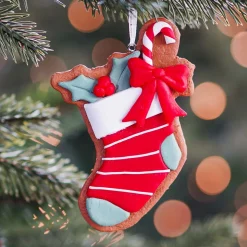 Anhänger Weihnachtsstrumpf, Rot, Modelliermasse, 8 Cm