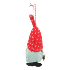 Anhänger Weihnachtswichtel Mit Lichterkette, Rot-grün, Stoff, 12 Cm