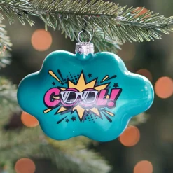 Anhänger Wolke „Cool“, Petrol, Glas, 11 Cm