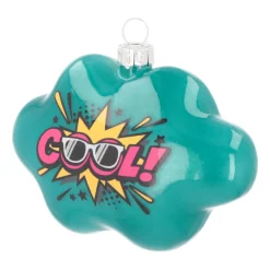 Anhänger Wolke „Cool“, Petrol, Glas, 11 Cm