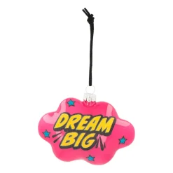 Anhänger Wolke „Dream Big“, Pink, Glas, 11 Cm