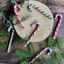 Anhänger Zuckerstange, Rot-weiß-grün, Modelliermasse, 14 Cm