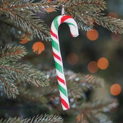 Anhänger Zuckerstange, Rot-weiß-grün, Modelliermasse, 14 Cm