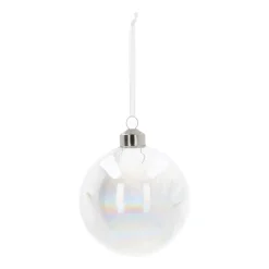 Außergewöhnliche Weihnachtskugel Mit Federn Gefüllt, Weiß, Glas, 8 Cm