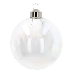 Außergewöhnliche Weihnachtskugel Mit Federn Gefüllt, Weiß, Glas, 8 Cm
