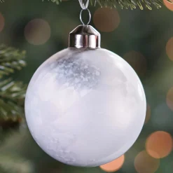 Außergewöhnliche Weihnachtskugel Eiseffekt, Weiß, Glas, 8 Cm