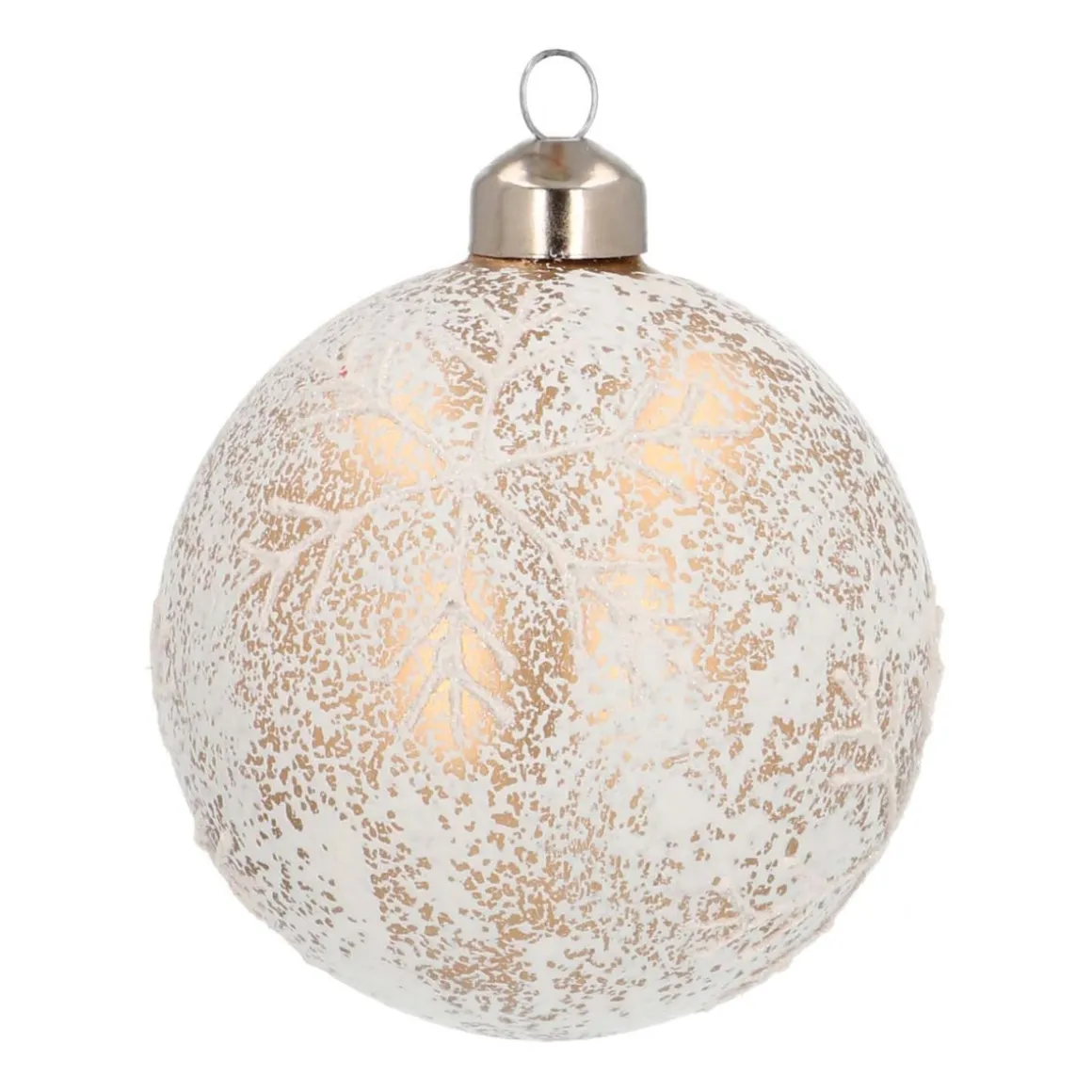 Besondere Weihnachtskugel Krakelee Mit Schneeflocke, Weiß, Glas, 8 Cm