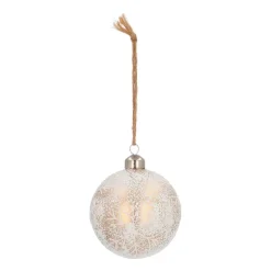 Besondere Weihnachtskugel Krakelee Mit Schneeflocke, Weiß, Glas, 8 Cm