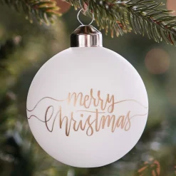 Besondere Weihnachtskugel "Merry Christmas" Weiß, Aus Glas, 8 Cm