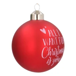 Besondere Weihnachtskugel „All I Want For Christmas“, Rot, Glas, 8 Cm