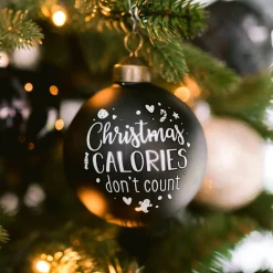 Besondere Weihnachtskugel „Christmas Calories Don't Count“, Schwarz, Glas, 8 Cm