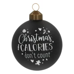 Besondere Weihnachtskugel „Christmas Calories Don't Count“, Schwarz, Glas, 8 Cm