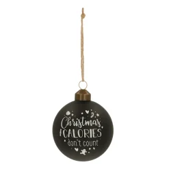Besondere Weihnachtskugel „Christmas Calories Don't Count“, Schwarz, Glas, 8 Cm